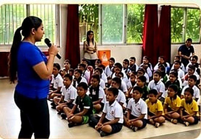 School wellness and mindful movement program with students in Mumbai